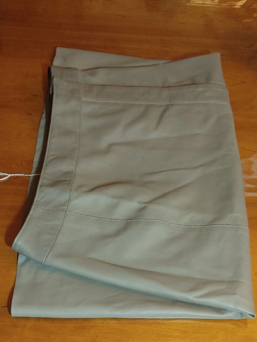 Iris & Ink Taupe Lamb Leather A-Line Skirt Size 6 - Picture 5 of 16